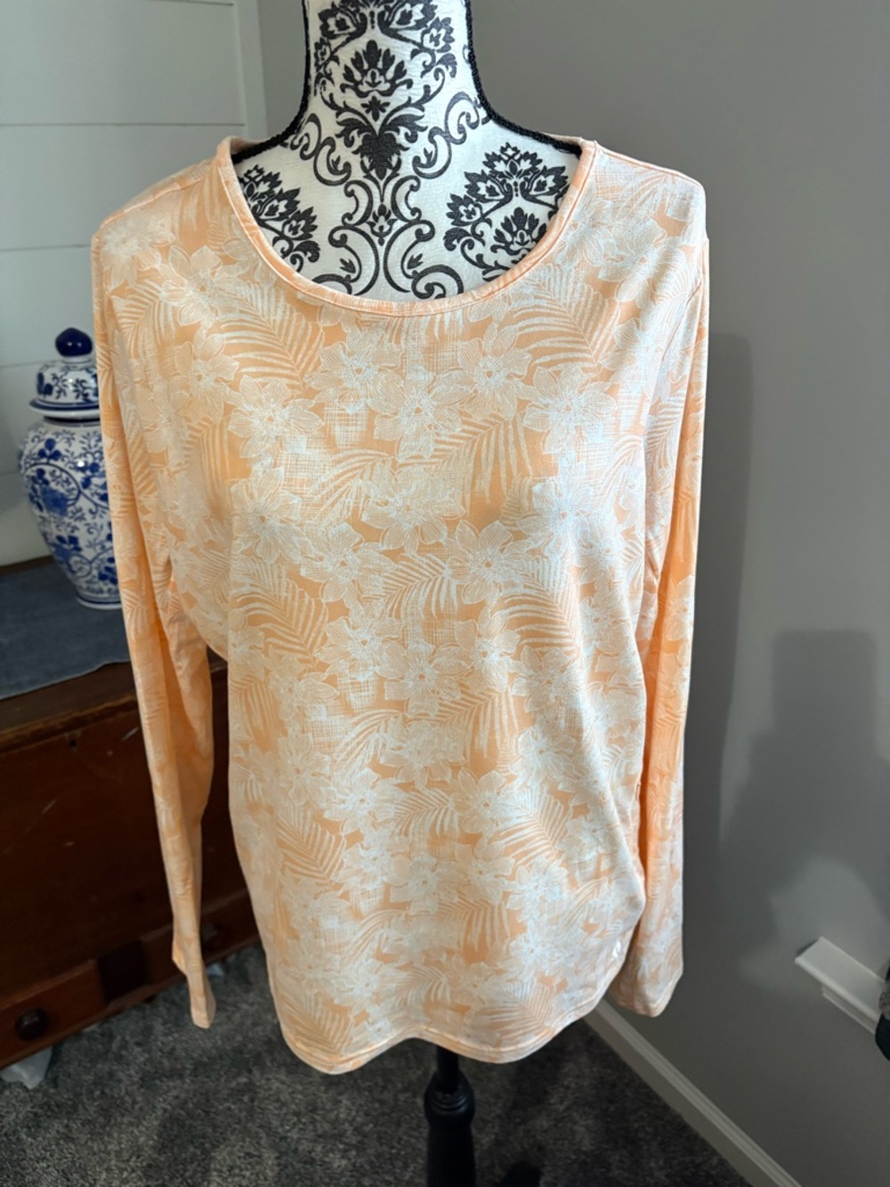 Women's Long Sleeve Peach Floral Top